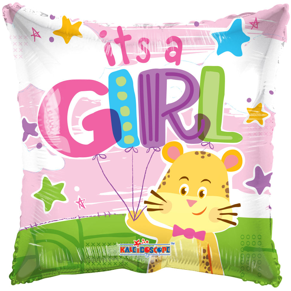 9" Airfill Only It's A Girl Cheetah Balloon Valved