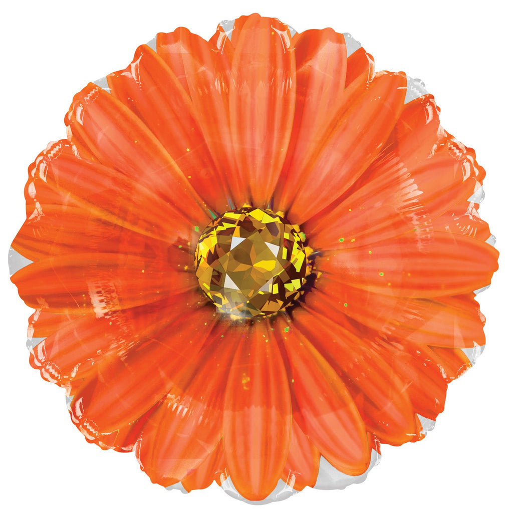 18" Orange Rhinestone Daisy Foil Balloon