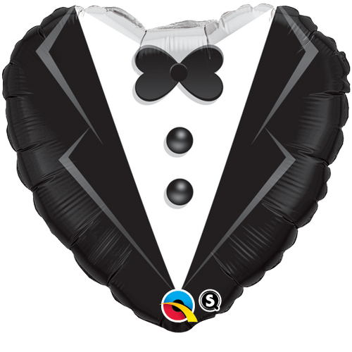 18" Heart Wedding Tuxedo Balloon