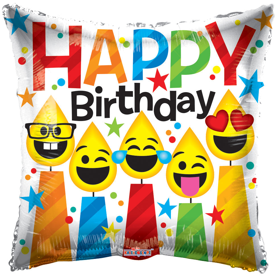 18" Birthday Smiling Candles Foil Balloon