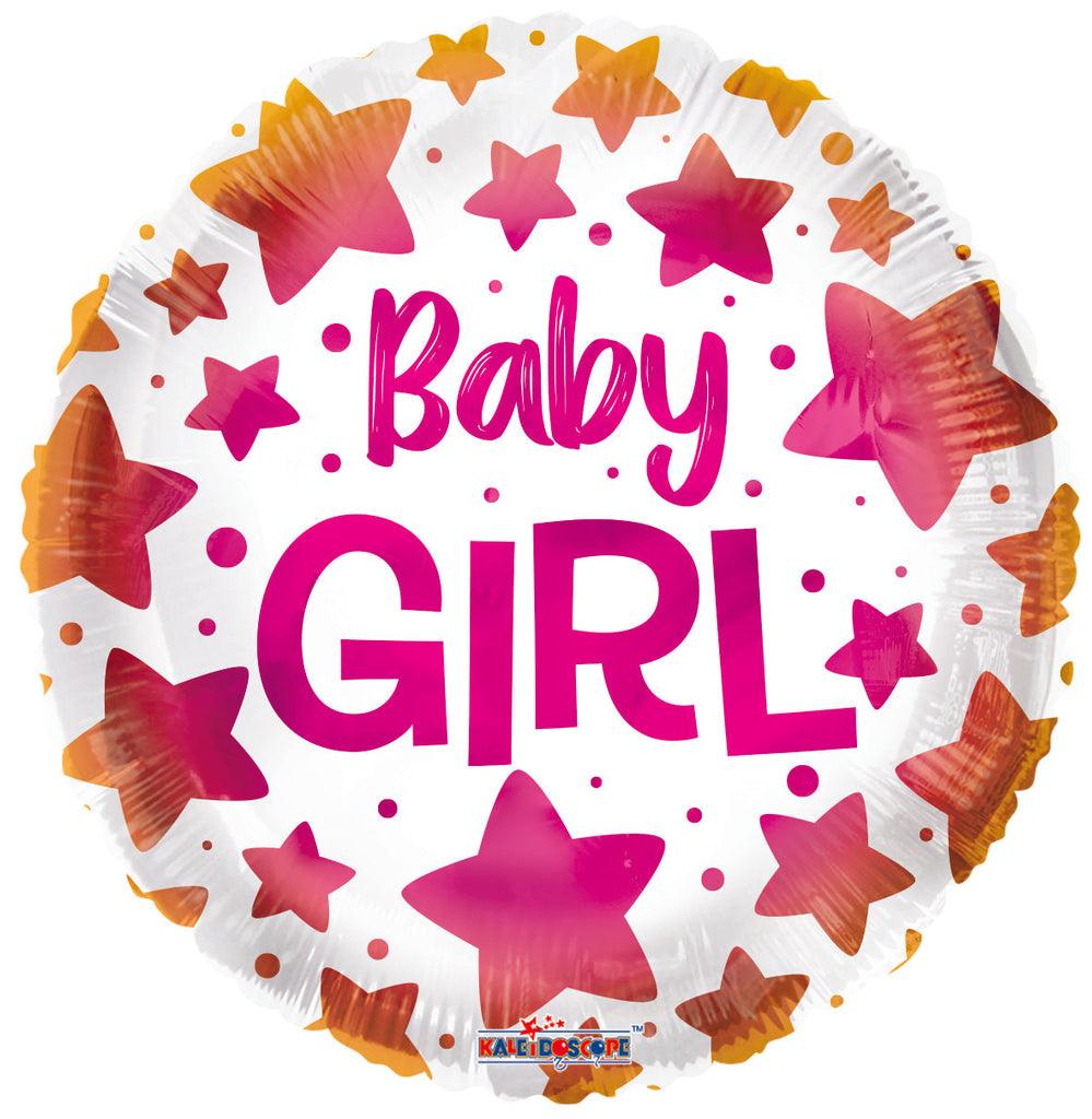 18" Baby Girl Stars Foil Balloon