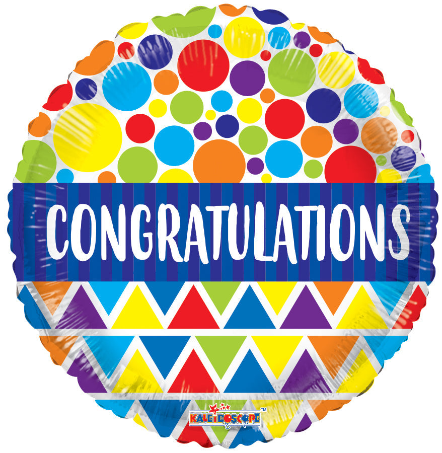 18" Congratulations Dots & Triangles Foil Balloon