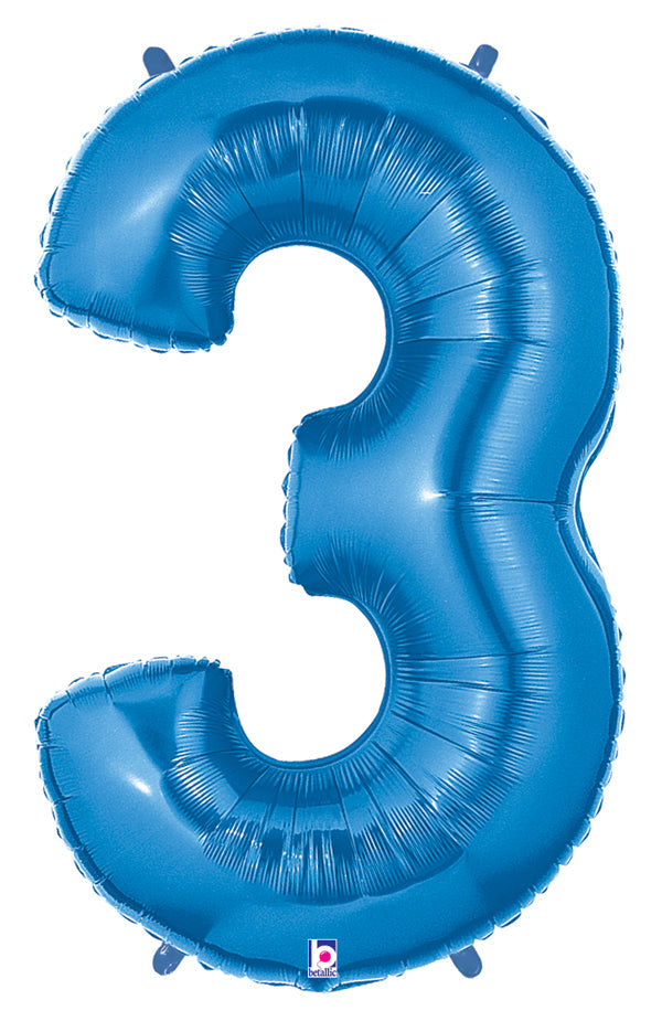 40" Large Number Balloon 3 Blue
