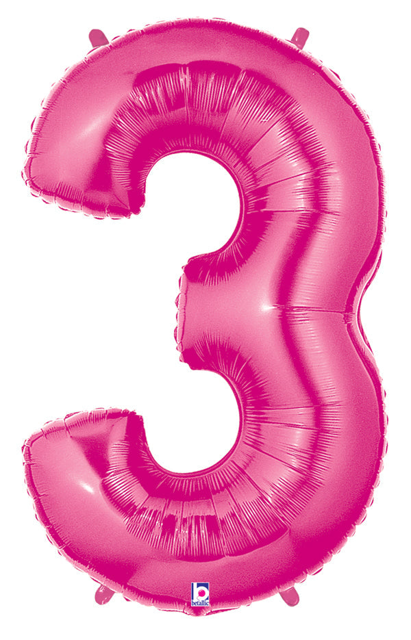 40" Large Number Balloon 3 Pink