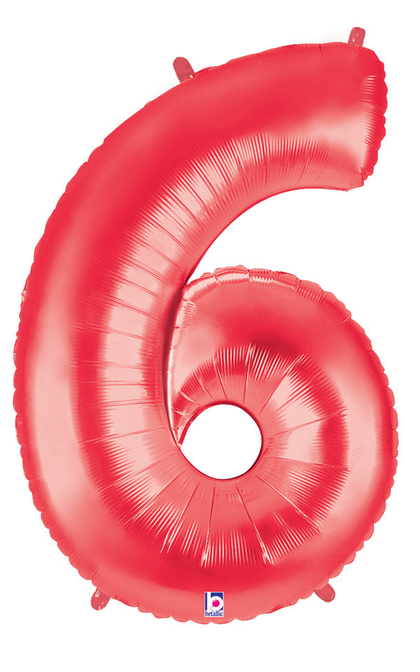 40" Large Number Balloon 6 Red