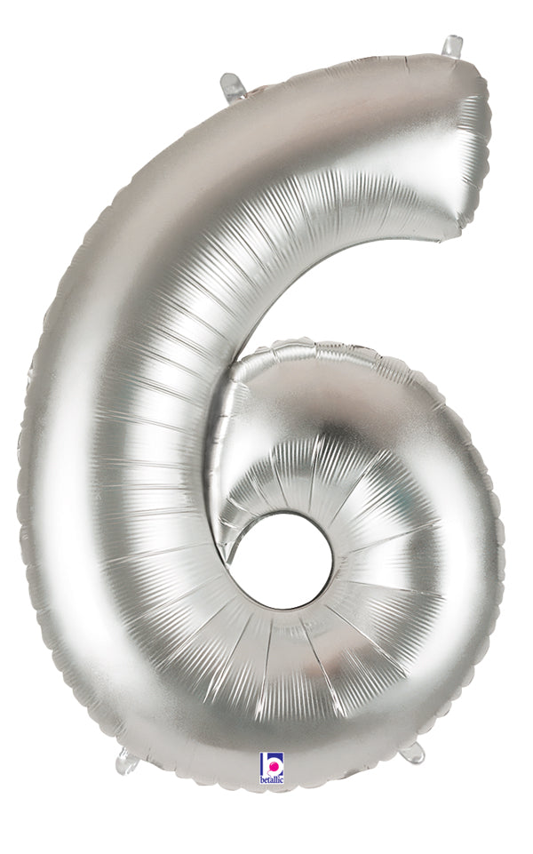 40" Megaloon Large Number Balloon 6 Silver