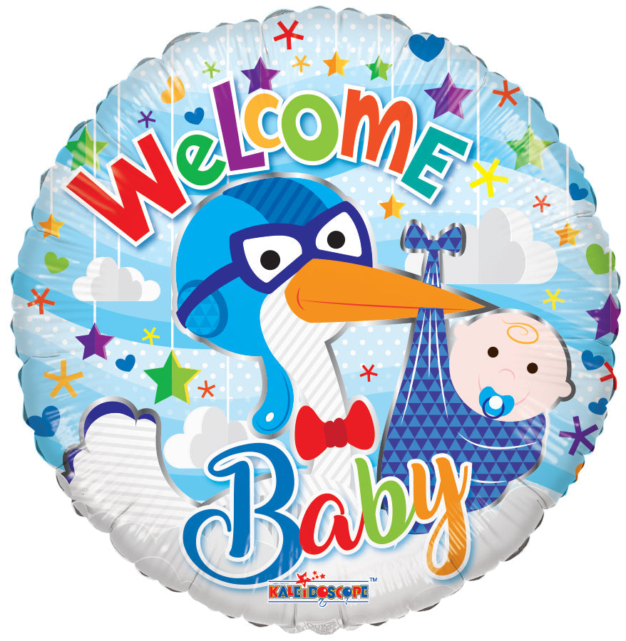 18" Welcome Boy Stork Foil Balloon