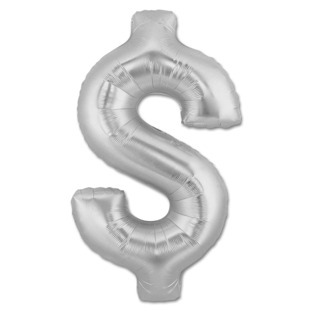 40" Megaloon Dollar Sign Silver $ Balloon