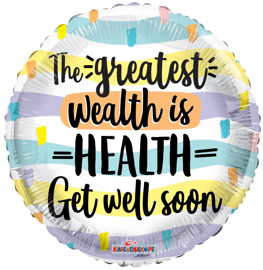 18" Wealth Is Health Foil Balloon