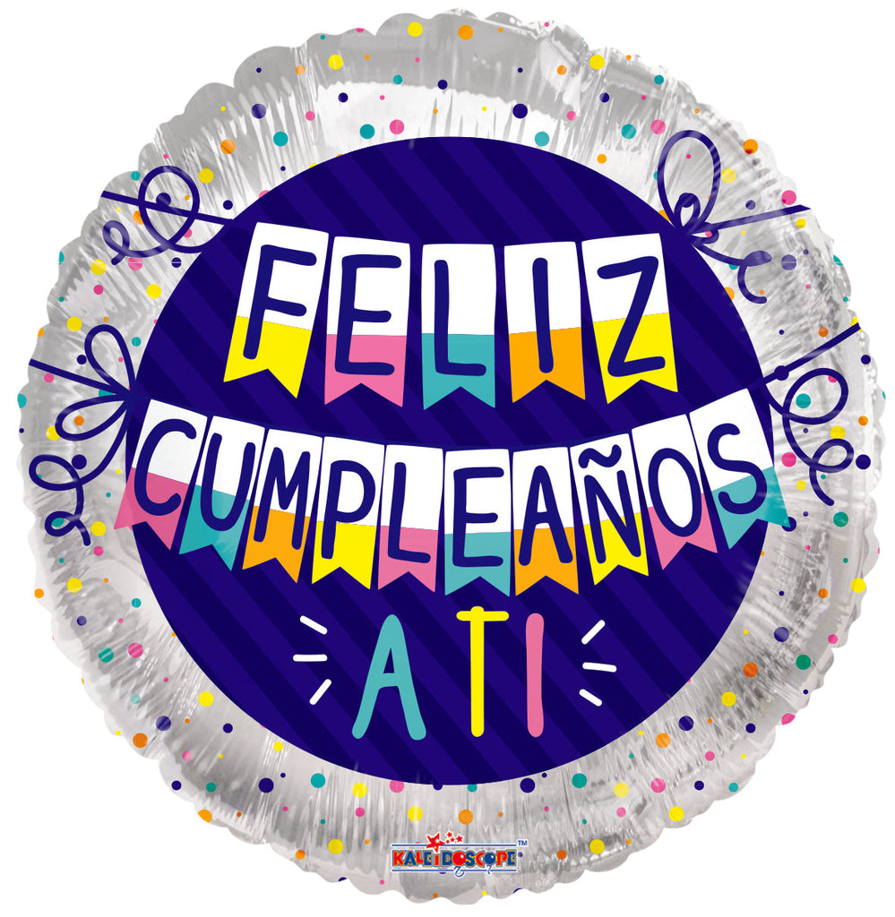 18" Feliz Cumple Pennants Foil Balloon (Spanish)