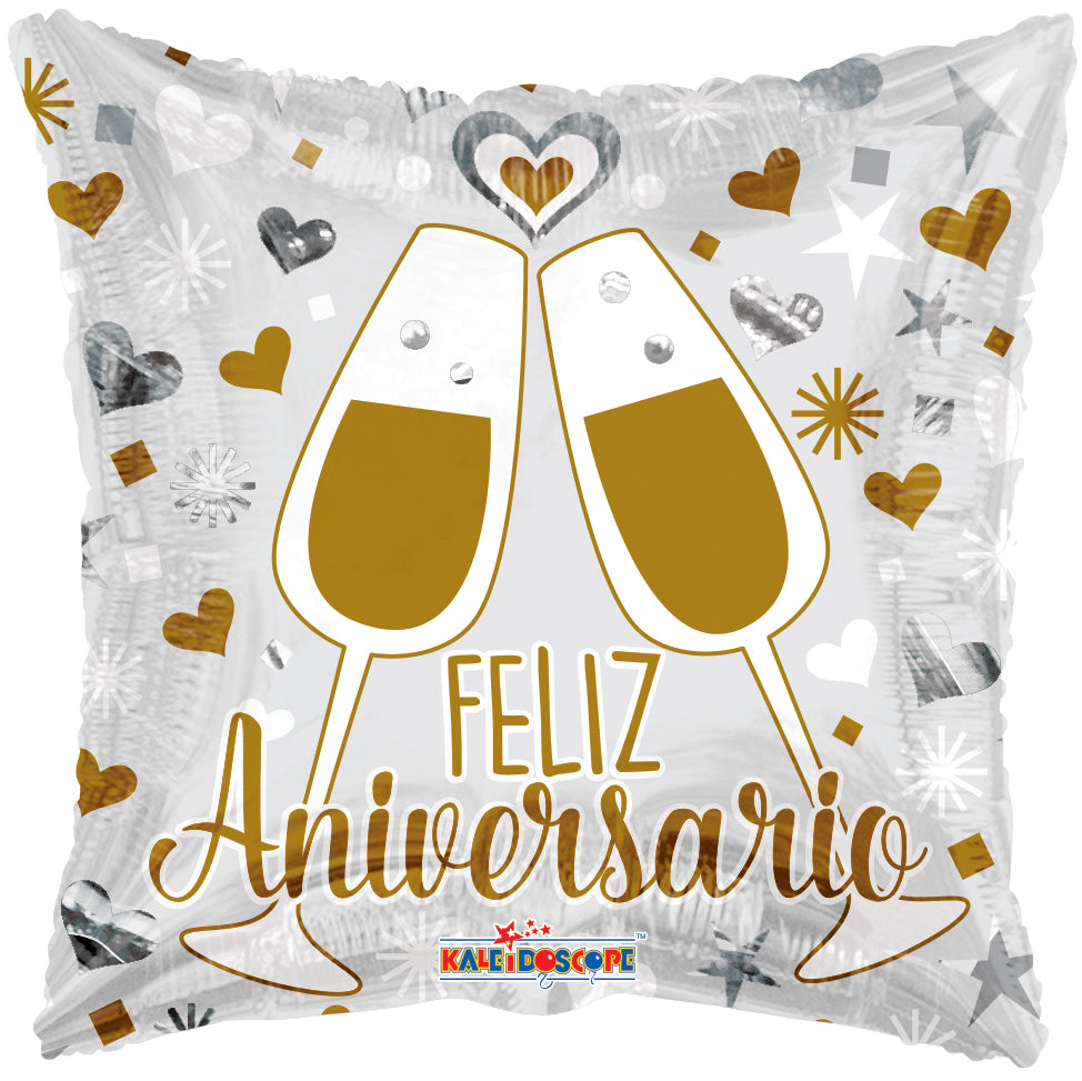 18" Feliz Aniversario Glasses Foil Balloon (Spanish)