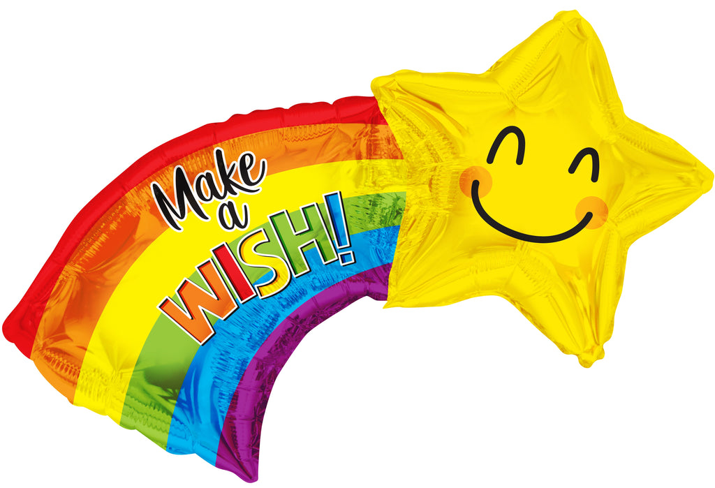 28" Make A Wish Shooting Star Shape Foil Balloon
