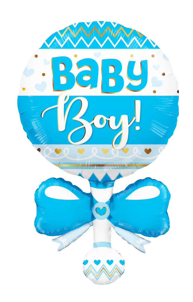 36" Baby Rattle Blue Shape Foil Balloon