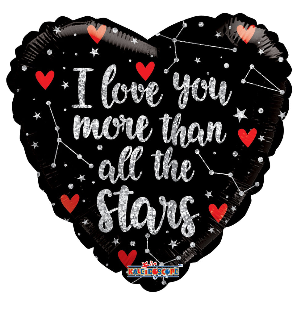 18" I Love You More Than Stars Holographic Foil Balloon