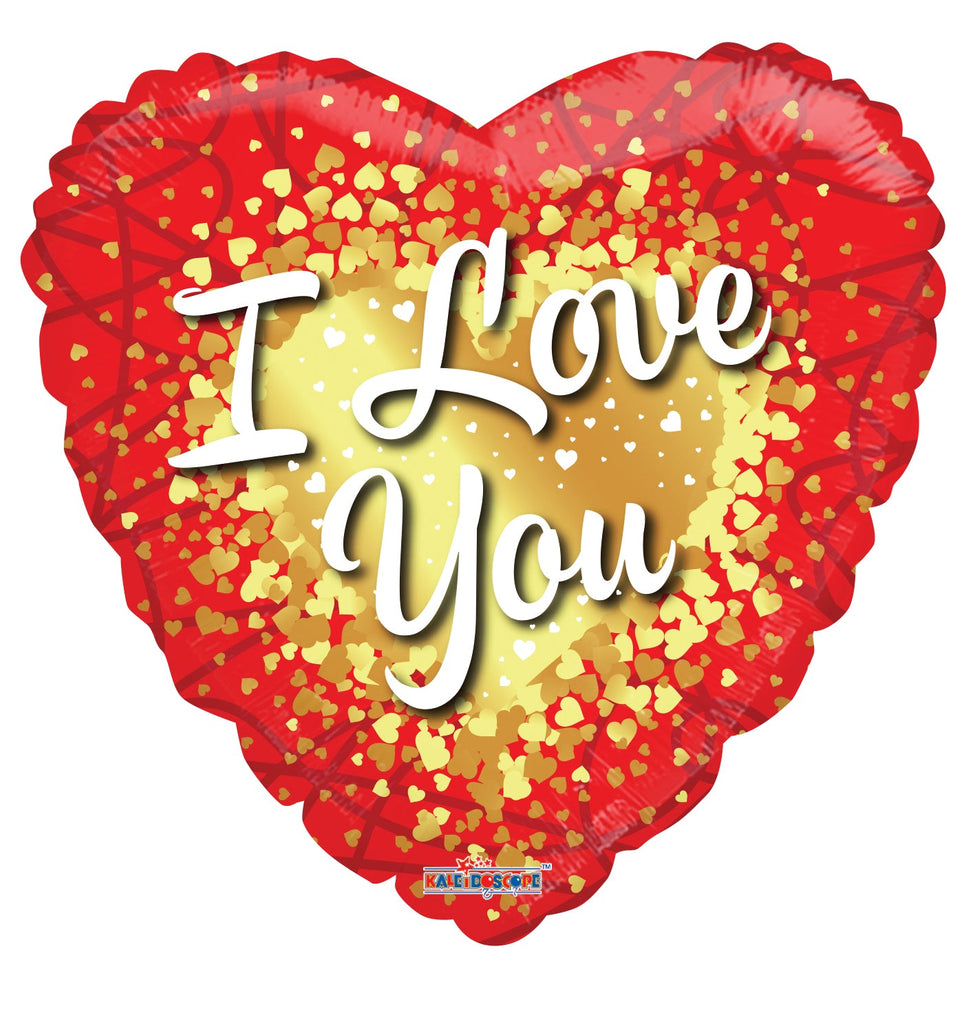 18" I Love You Gold Hearts Foil Balloon
