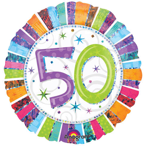 18" Holographic Radiant Birthday 50 Balloon
