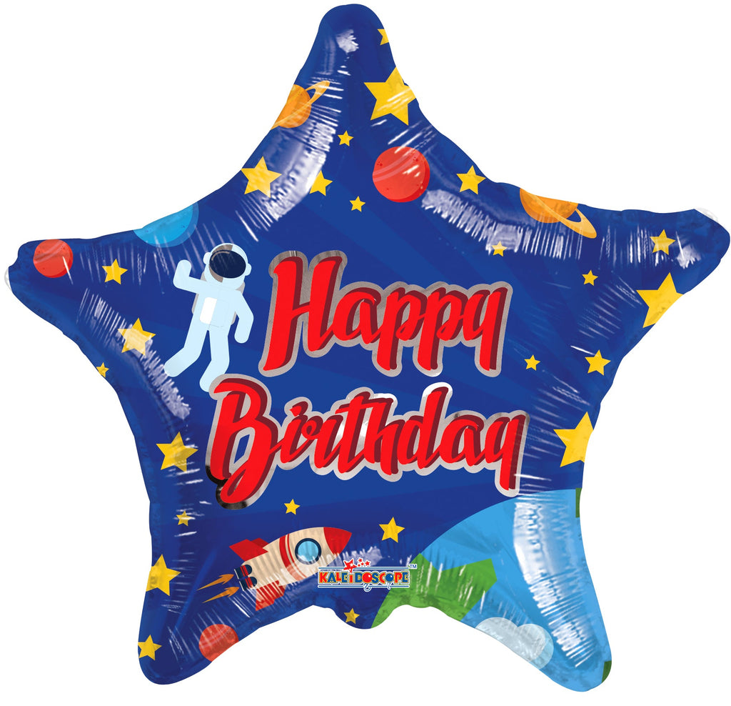 9" Airfill Only Happy Birthday Space Star Foil Balloon