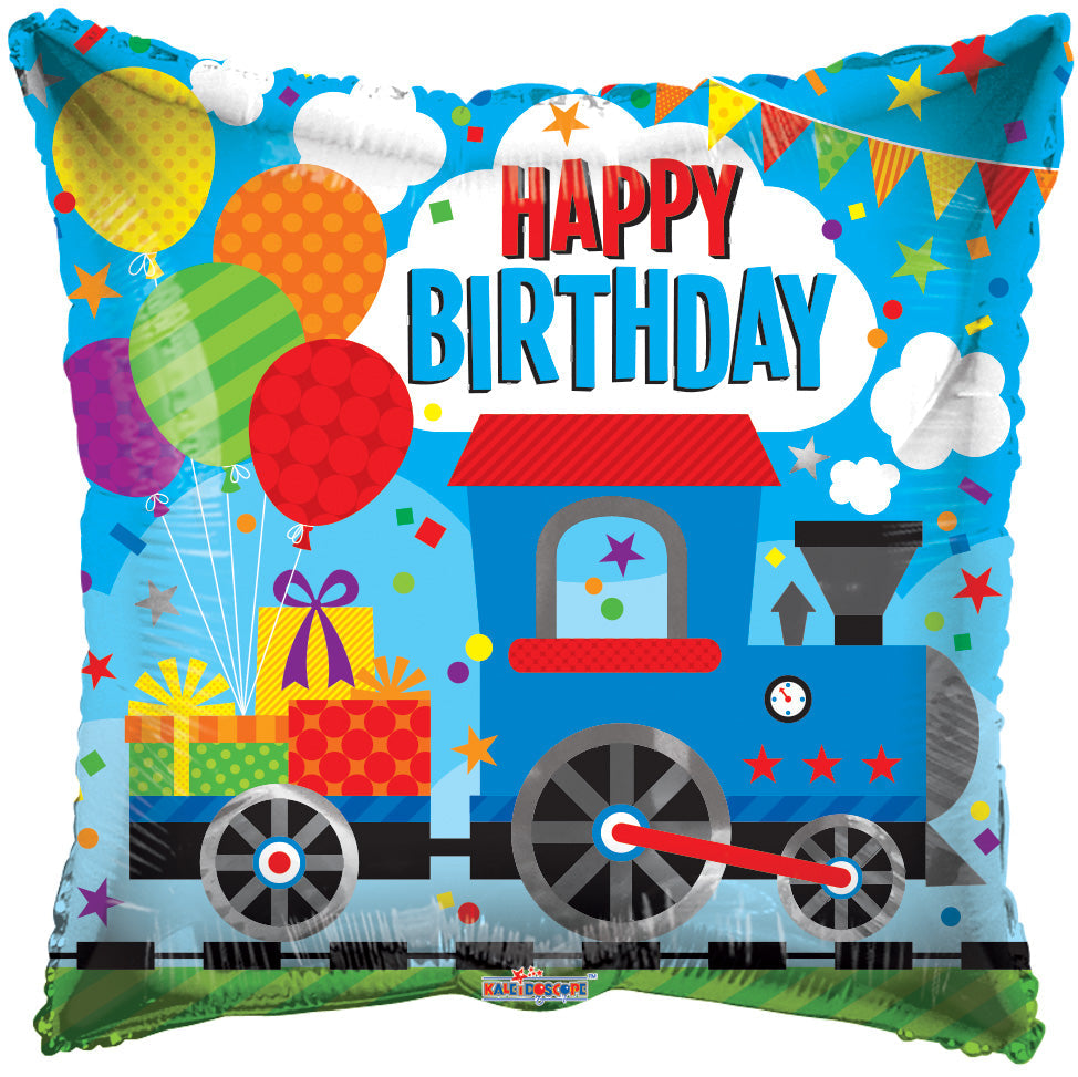 18" Birthday Choo Choo Square Foil Balloon