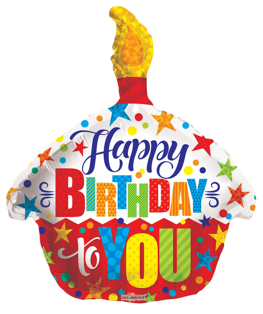18" Happy Birthday To You Cupcake Foil Balloon