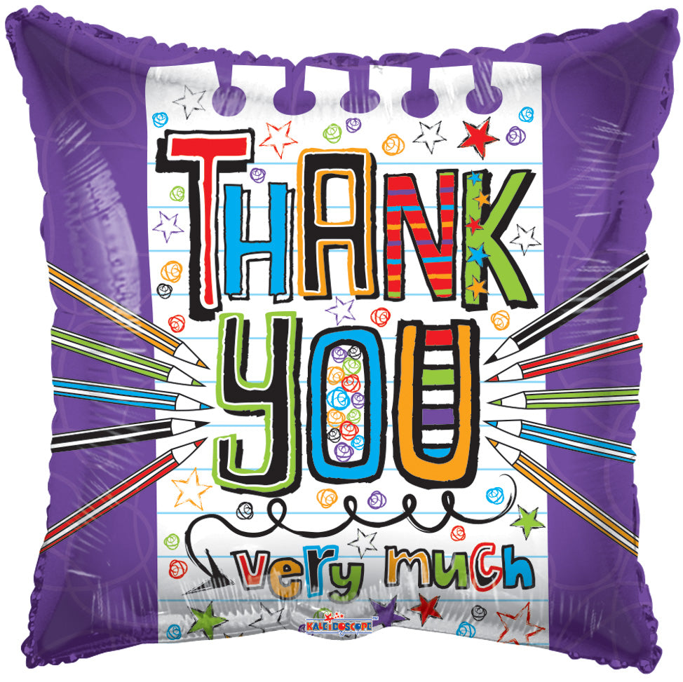 18" Thank You Very Much Square Foil Balloon