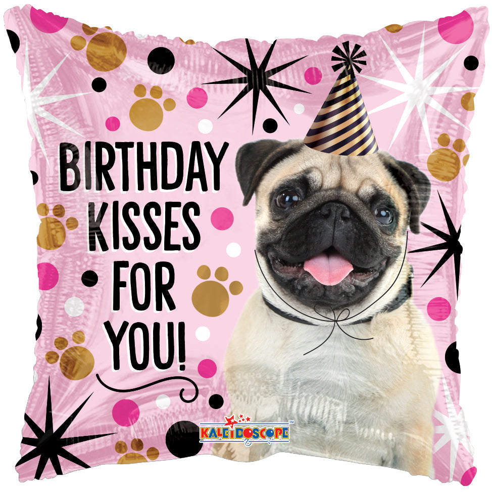 18" Birthday Kisses For You! Square Foil Balloon