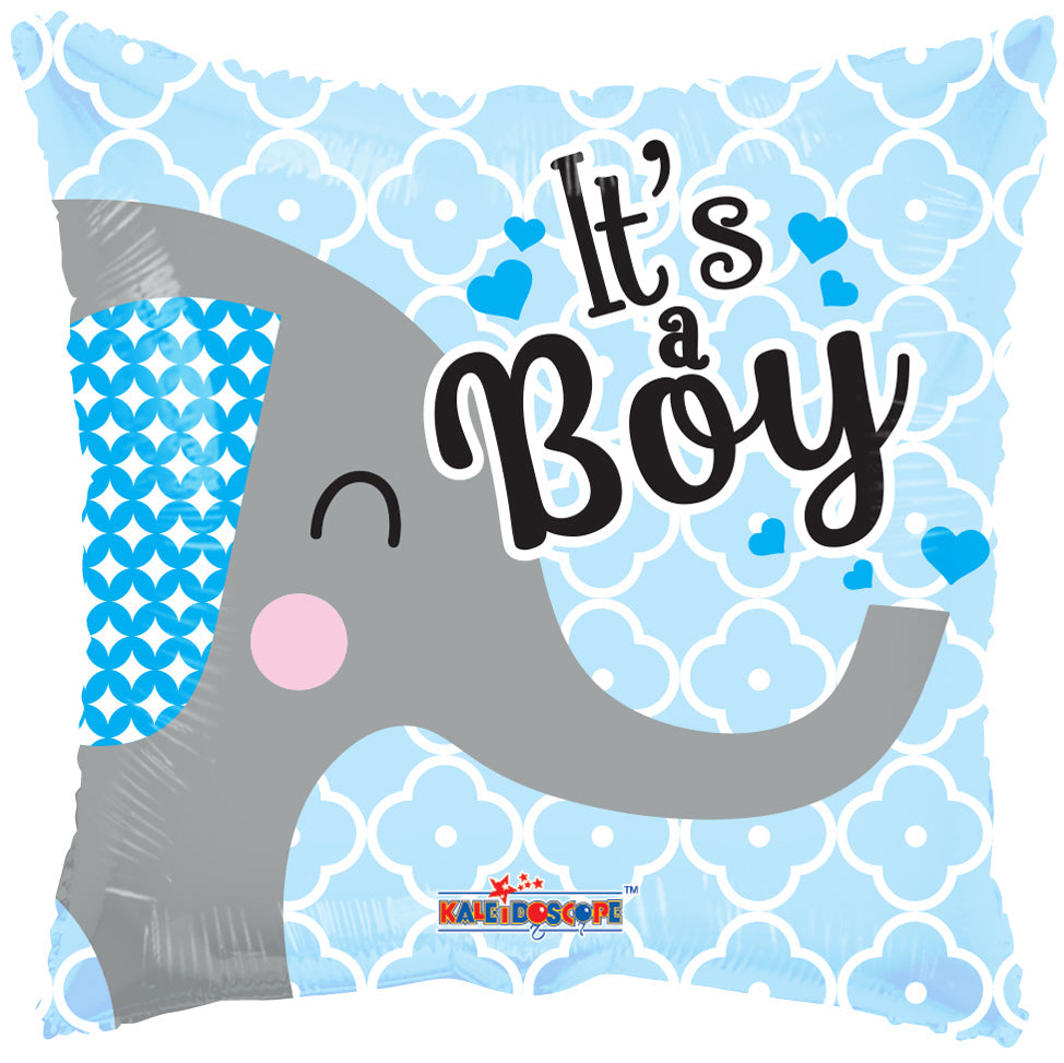 18" Baby Boy Elephant Gellibean Square Foil Balloon
