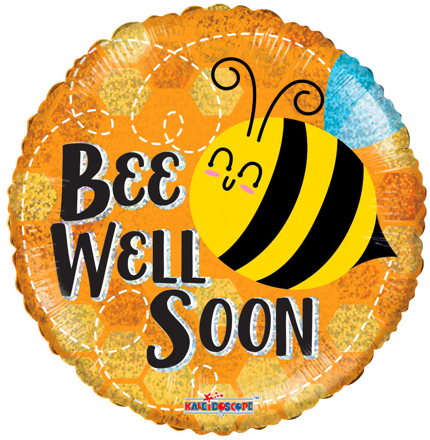 18" Bee Well Soon Holographic Round Foil Balloon