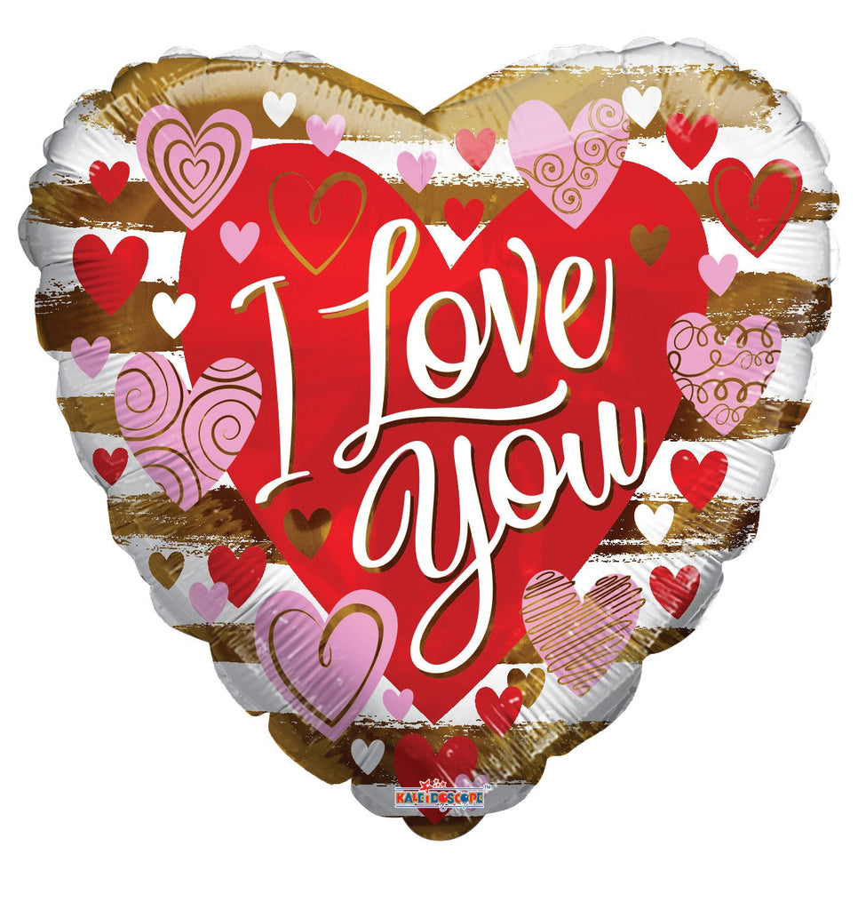 18" I Love You Contemporary Hearts Foil Balloon