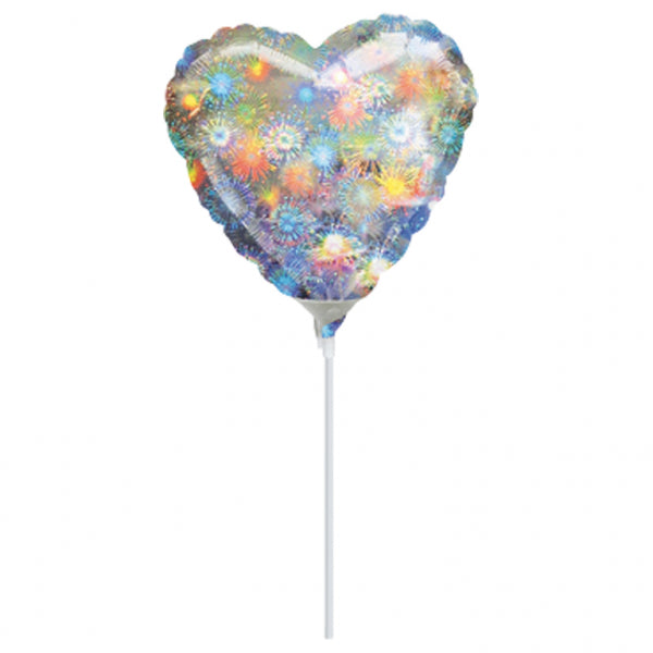 4" Airfill Only Heart Holo Fireworks Heart Balloon