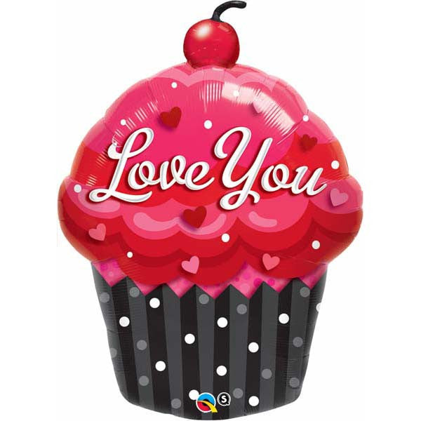 35" Love You Cupcake Jumbo Mylar Balloon