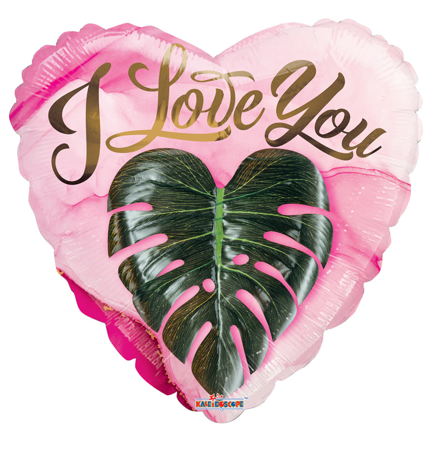 18" Love You Heart Leave Foil Balloon