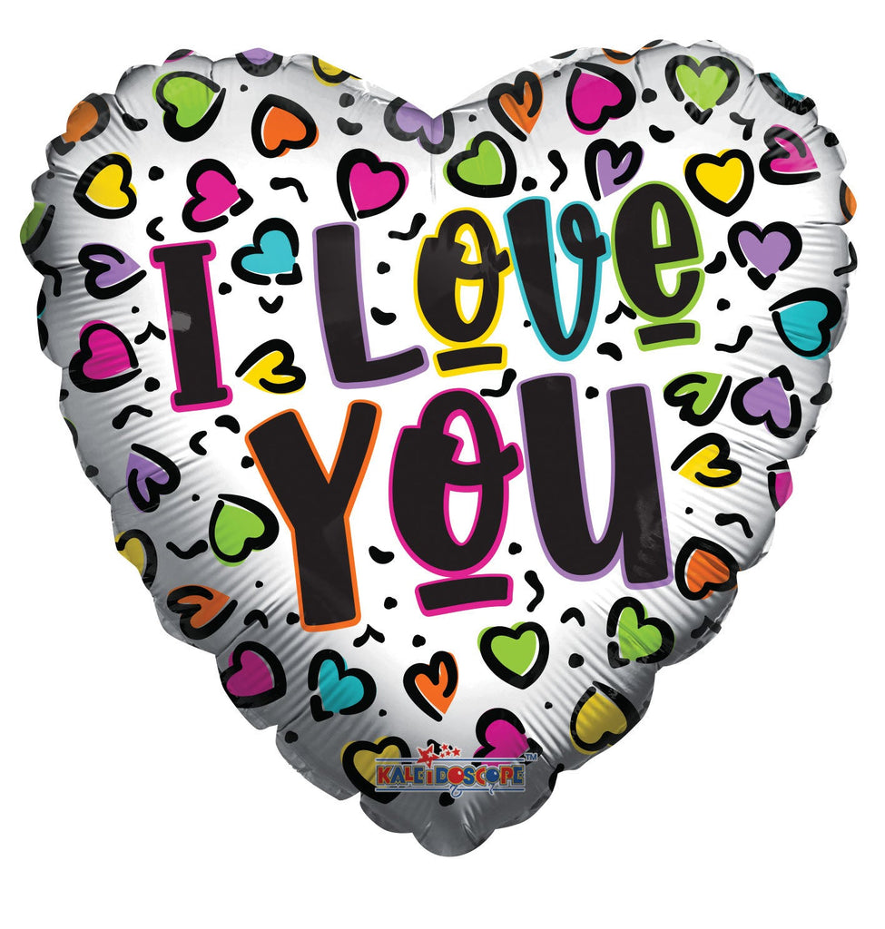 18" I Love You Animal Print Hearts Gellibean Foil Balloon