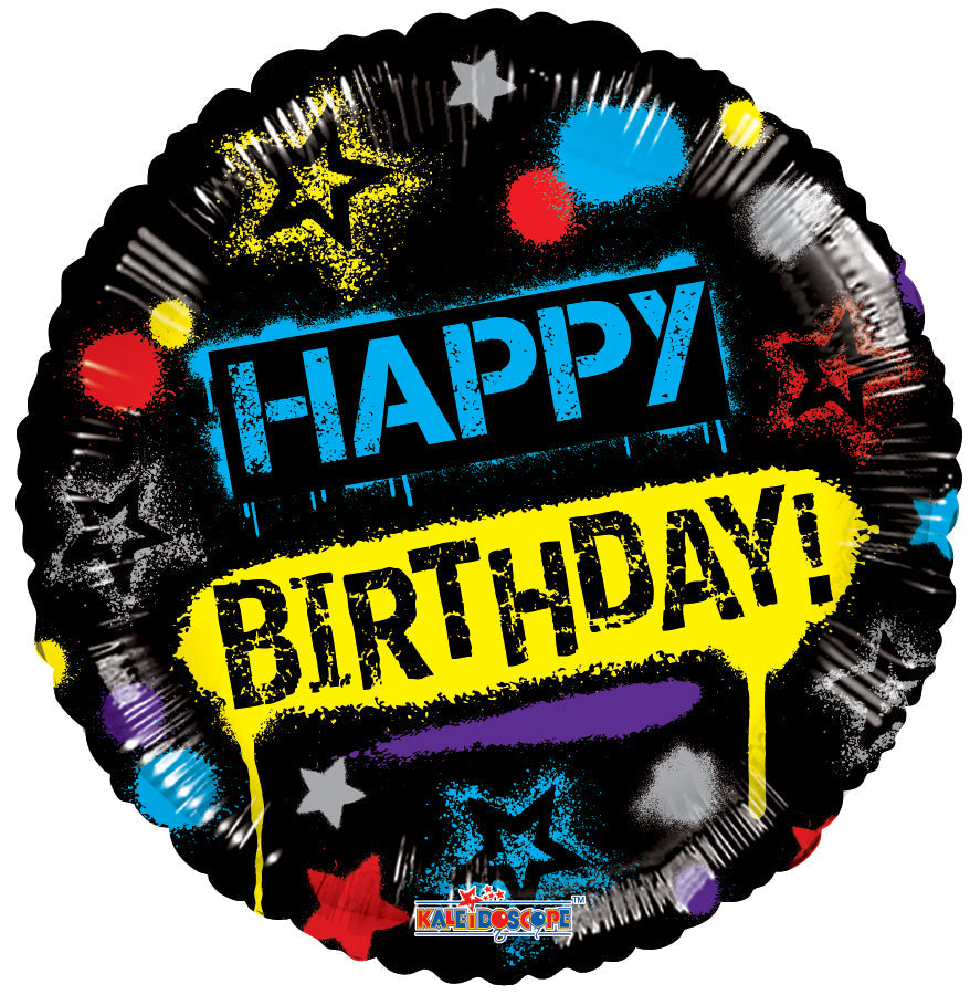 18" Happy Birthday Say Graffiti Gellibean Foil Balloons
