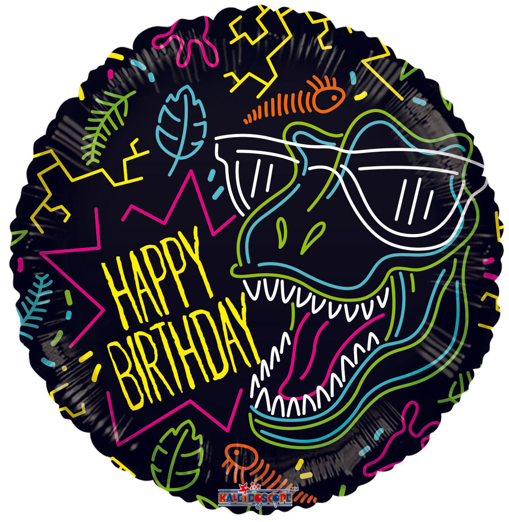 18" Happy Birthday Cool Dino Gellibean Foil Balloons