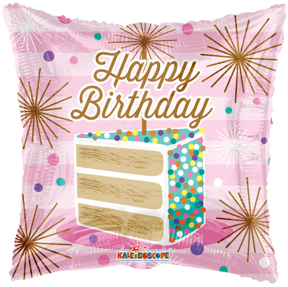 18" Happy Birthday Slice Of Cake Foil Balloons