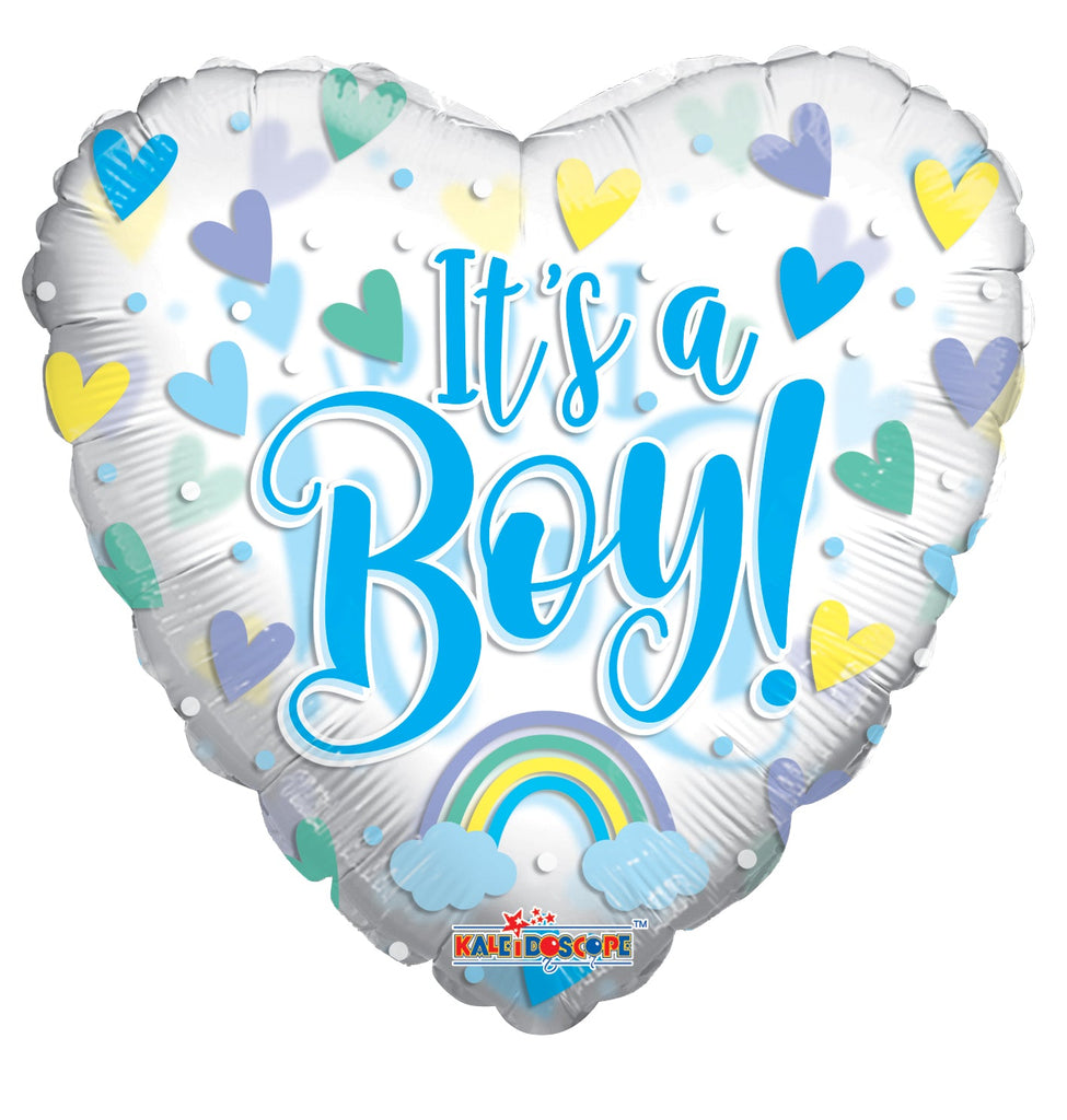 18" It's A Boy Hearts Clearview Foil Balloons