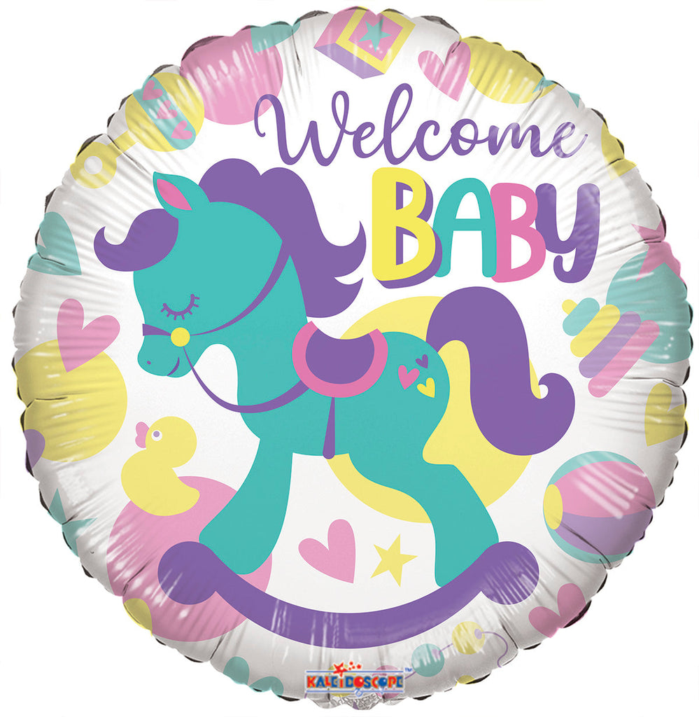 18" Welcome Baby Rocking Horse Gellibean Foil Balloons