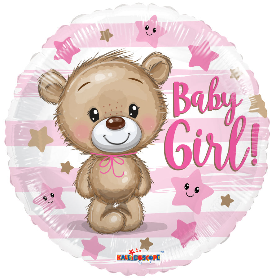 18" Baby Girl Bear Gellibean Foil Balloons