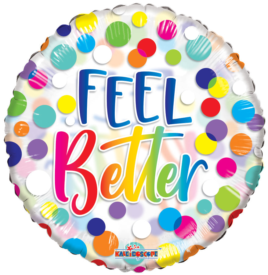 18" Feel Better Dots Clearview Foil Balloons