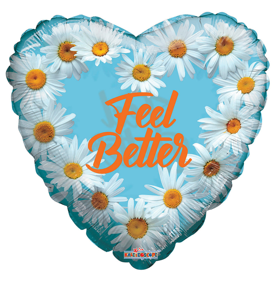 18" Feel Better Daisies Clearview Foil Balloons