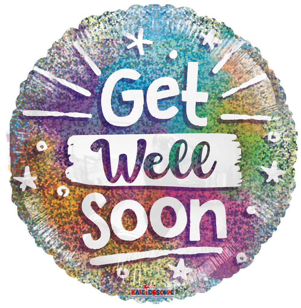 18" Get Well Soon Holographic Foil Balloons