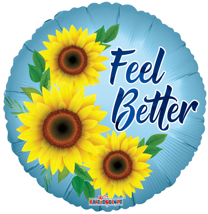 18" Feel Better Sunflowers Mt Foil Balloons