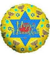18" Happy Hanukkah Yellow Balloon