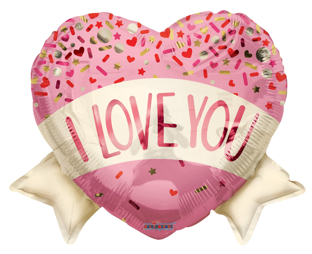18" Love Heart With Banner Sprinkles Foil Balloon