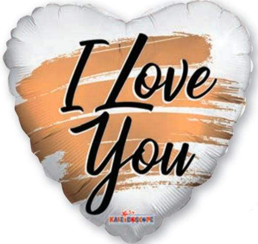 18" I Love You Gold Brush Matte Foil Balloon