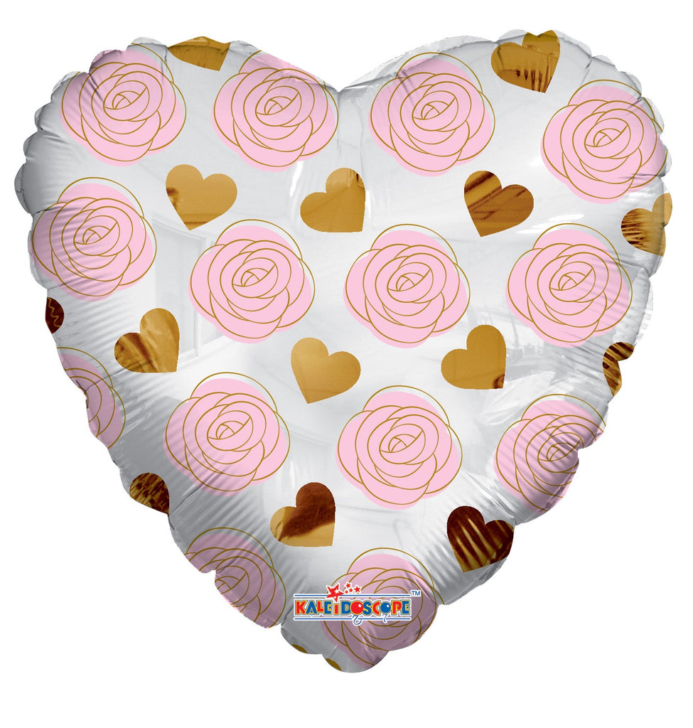 17" Roses & Hearts Pattern Foil Balloon