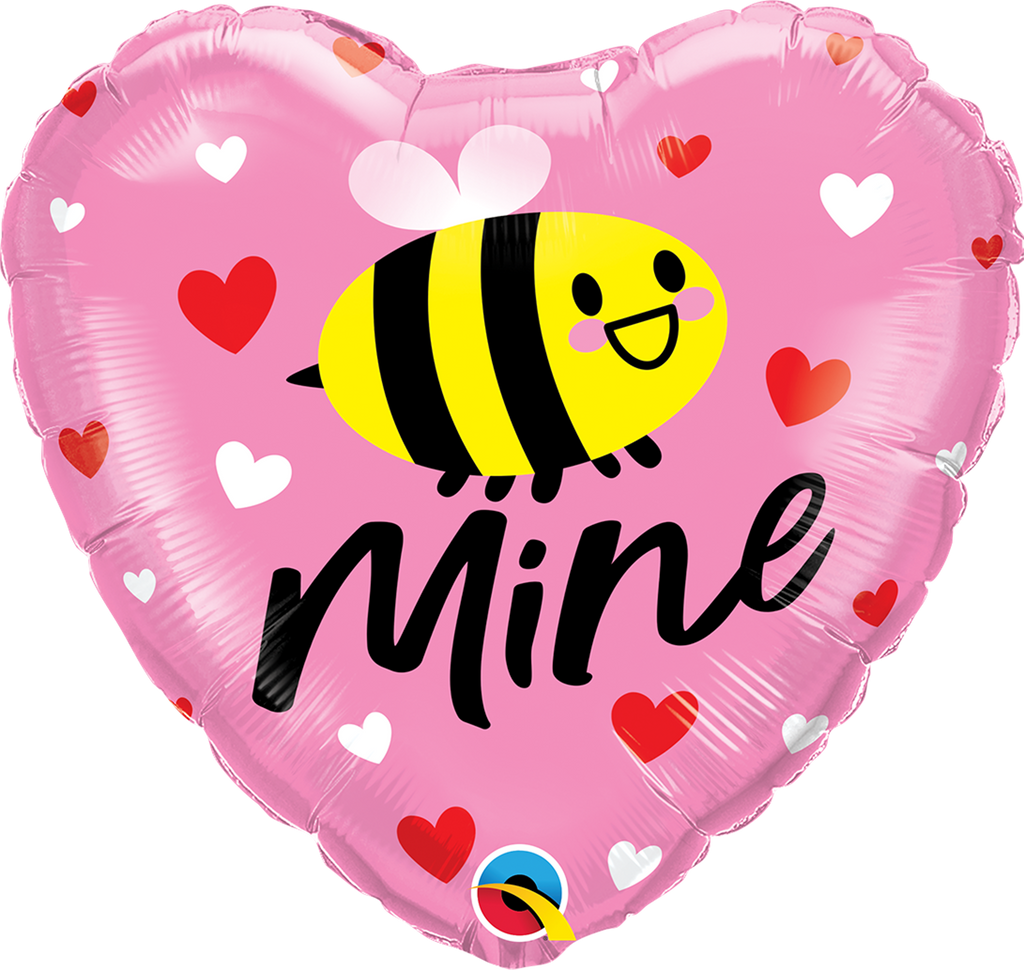 18" Heart Bee Mine Hearts Foil Balloon