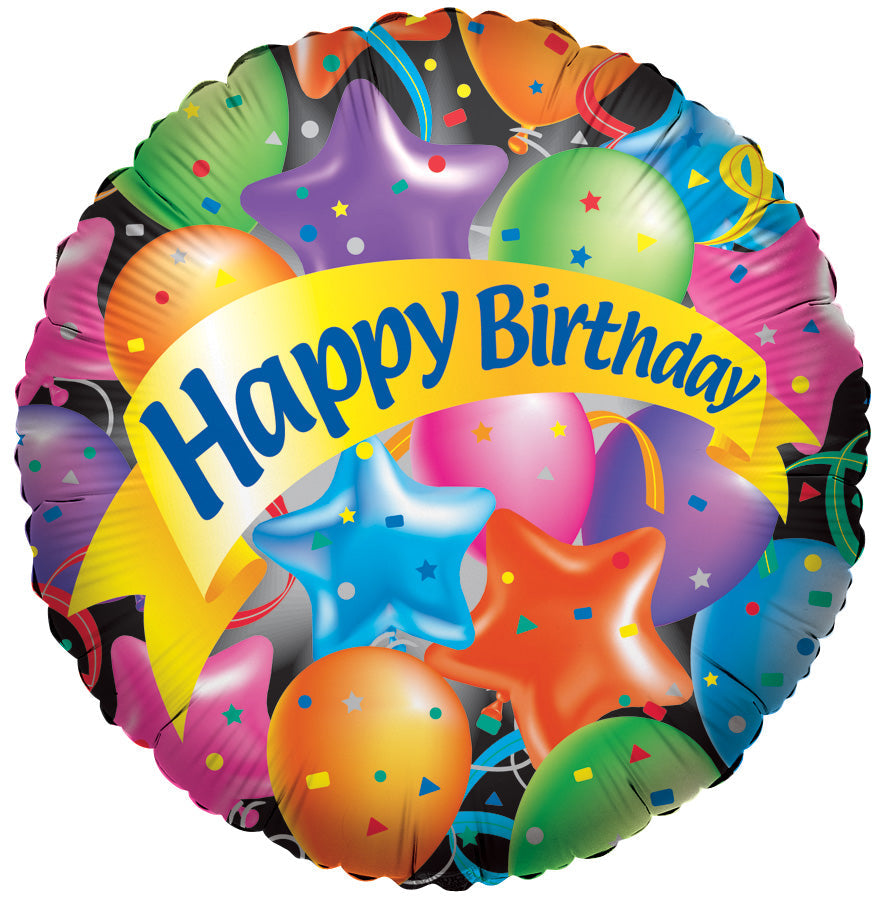 4" Airfill Only Happy Birthday Festive Balloons