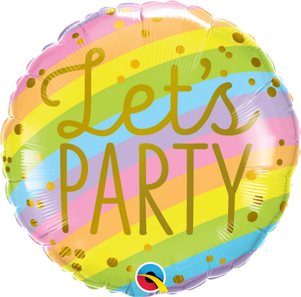 18" Round Let's Party Stripes Foil Balloon