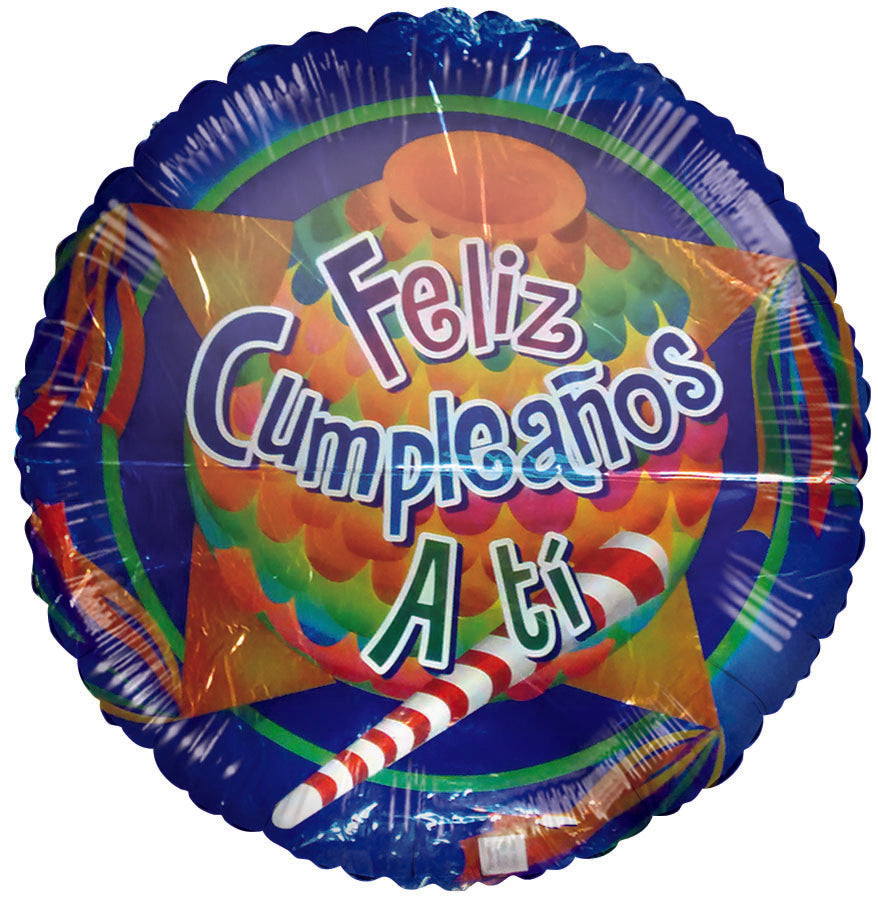 36" Feliz Cumpleaños Piñata Jumbo Blue Balloon (Spanish)